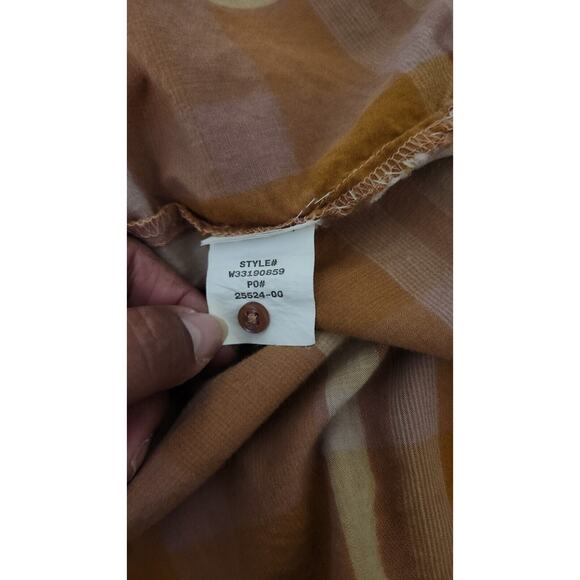 PrAna Deryn Champagne Plaid Roll Tab Sleeve Dress Large Active Camping Outdoors - Picture 11 of 16